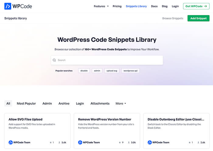 WPCode Public WordPress Code Snippets Library