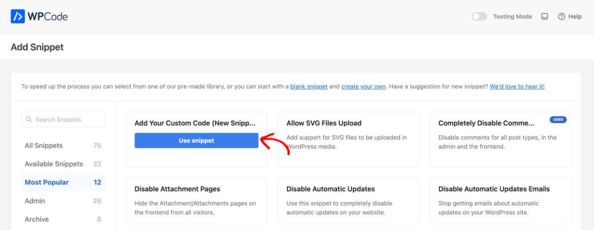 Adding new snippets step 2.