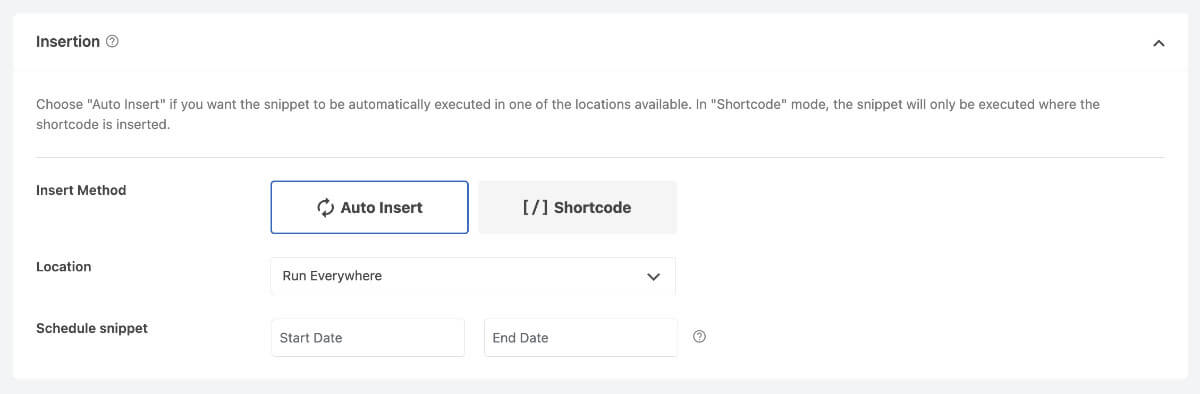 inserting code automatically or using shortcodes