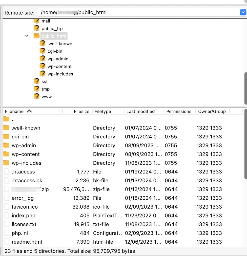Going to root directory after connecting with FileZilla