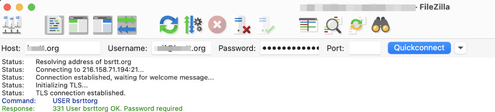Connecting to your FTP server via FileZilla