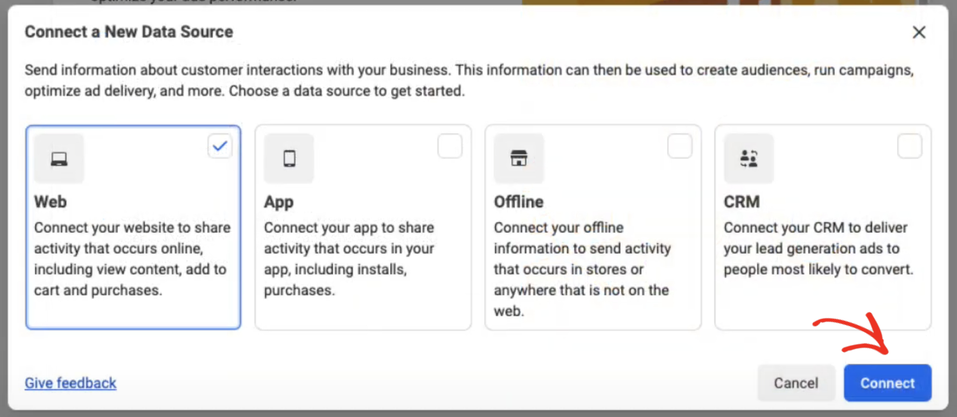 How To Add The Facebook Pixel To WordPress: creating Facebook pixel step 2