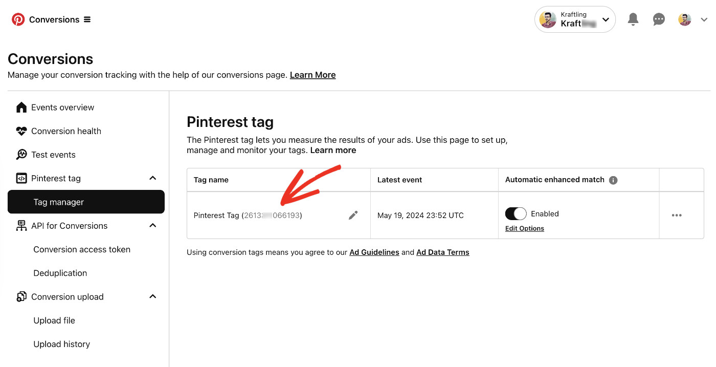How To Add A Pinterest Tag To WordPress For Free: Create Pinterest Tag second time