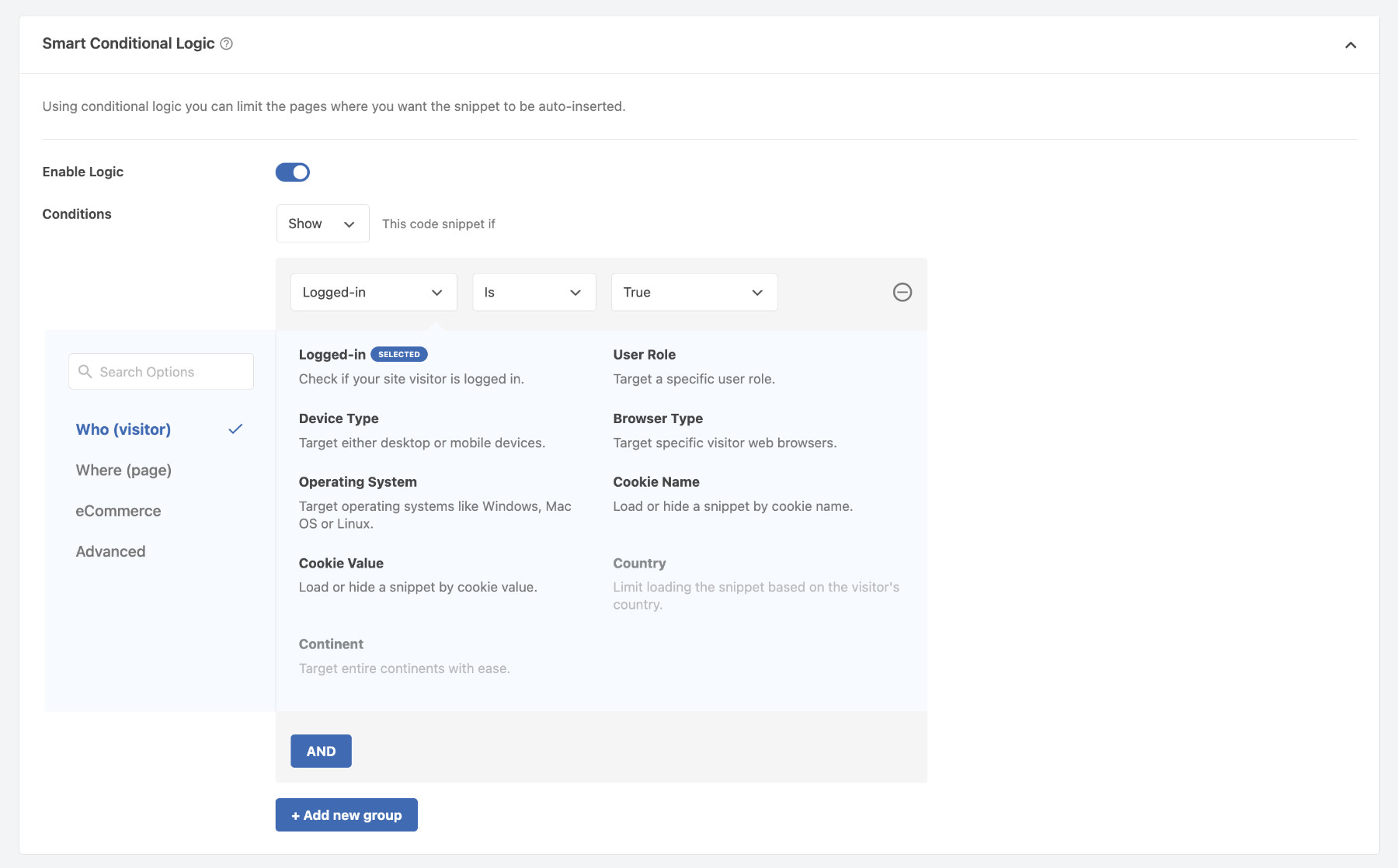 Conditional Logic Just Got A New Look With Added Functionality In WPCode v2.2.0: Redesigned Conditional Logic