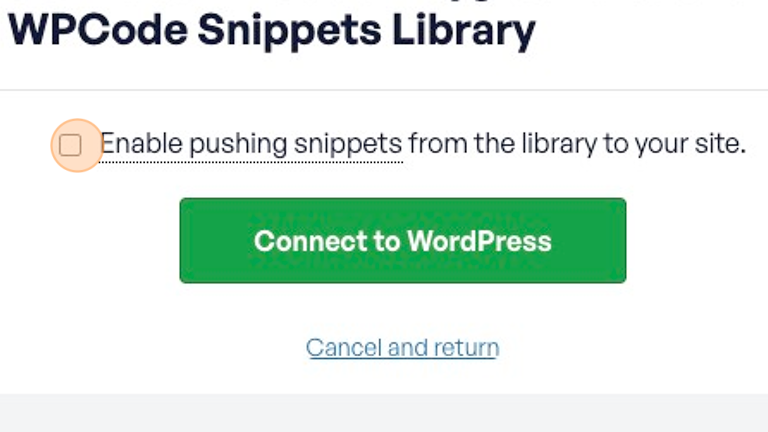 Check the option to deploy snippets from the library to your site