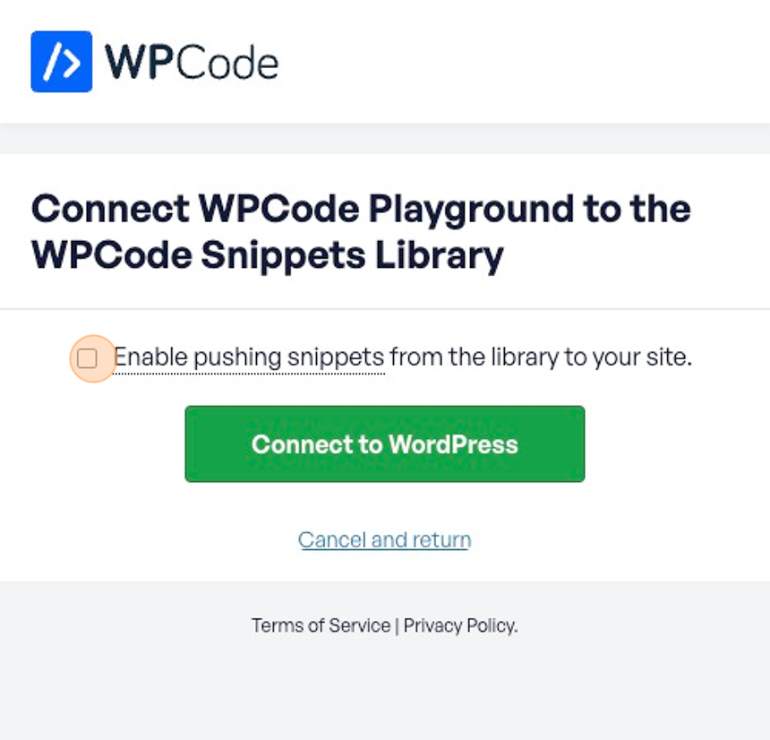 Check the option to deploy snippets from the library to your site