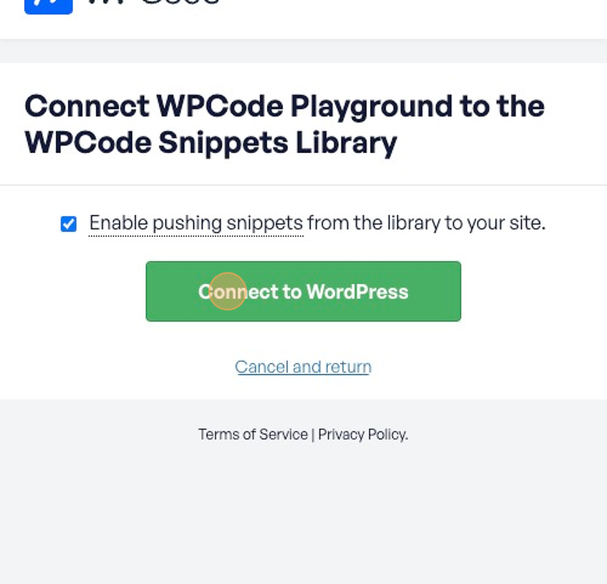 Click Connect to WordPress