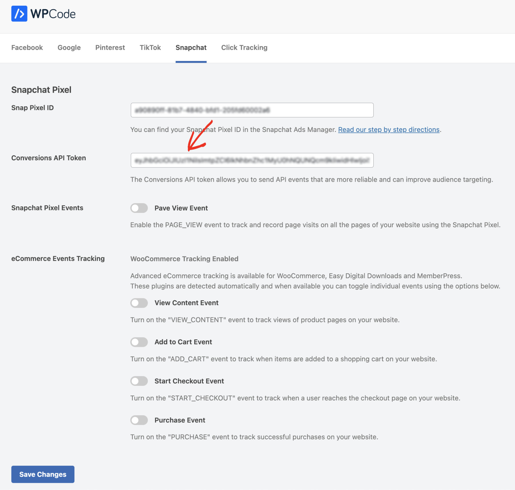 How To Add Snapchat Pixel To WordPress: add Snapchat Pixel using Conversion Pixel step 5