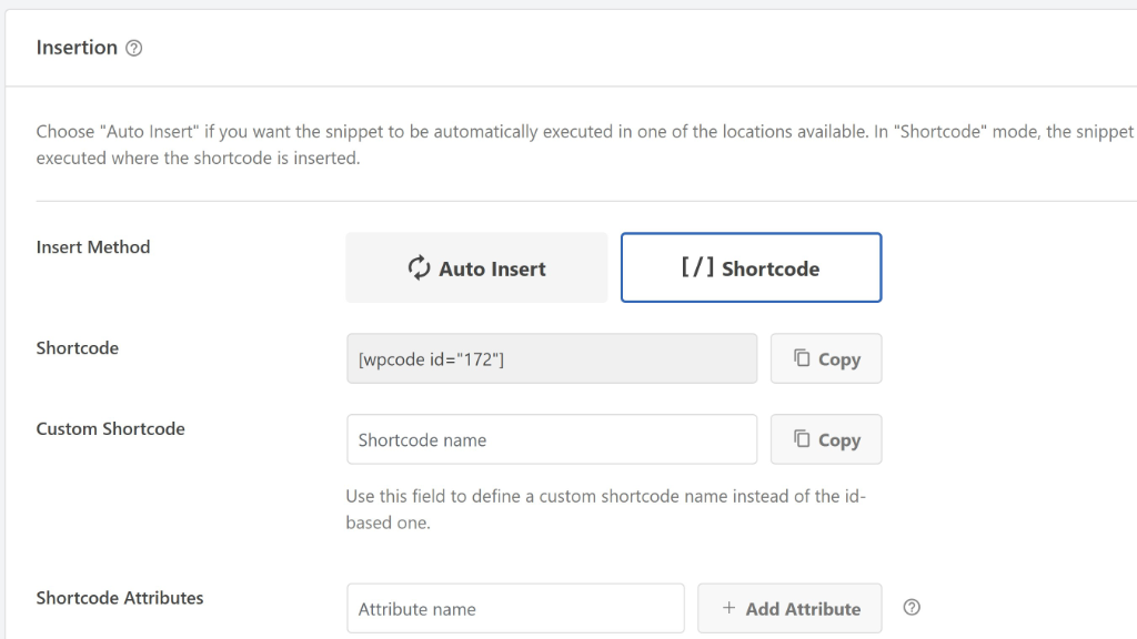 Shortcode insertion method