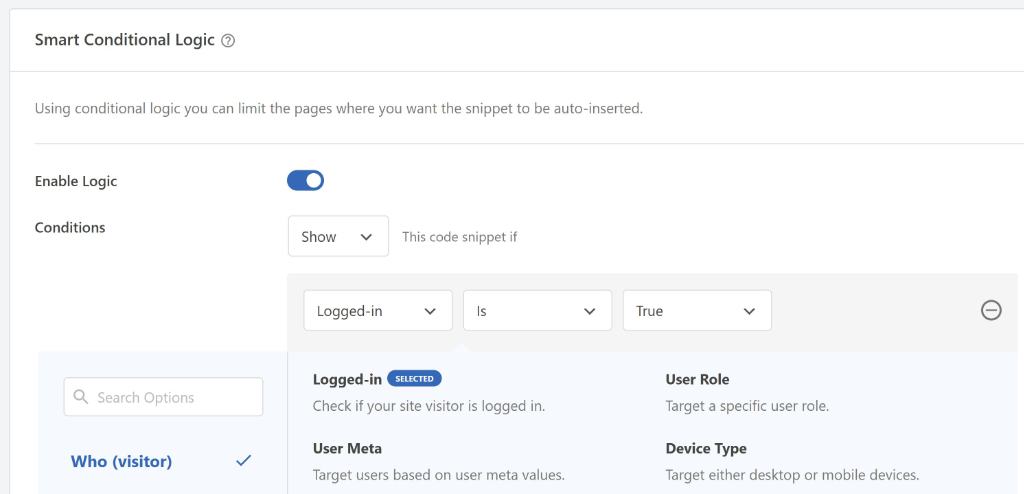 Smart conditional logic for codes