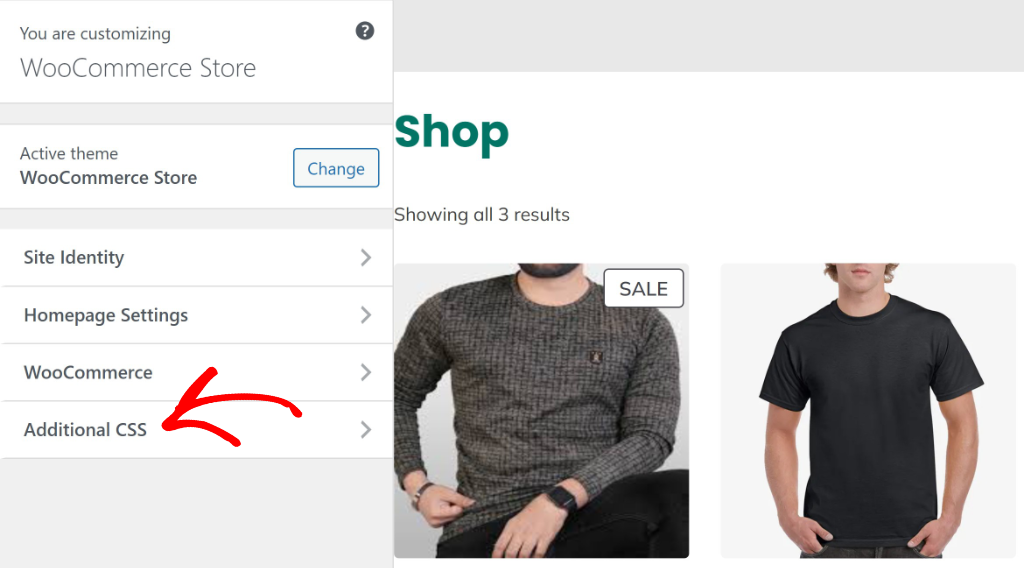 Go to additional CSS the theme customizer