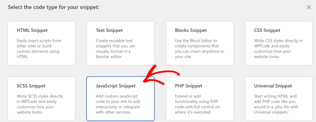 Select JavaScript code type