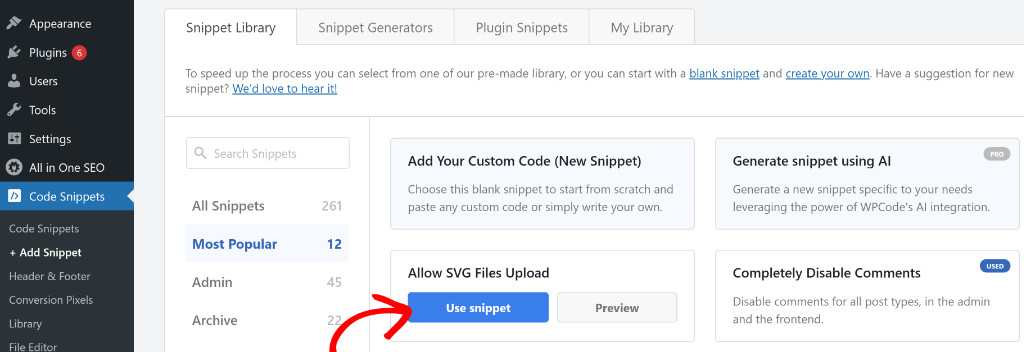 Click allow SVG file uploads