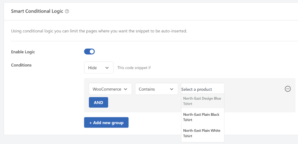 WooCommerce conditional logic rule