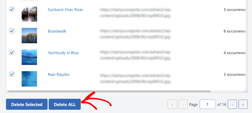 Delete selected images