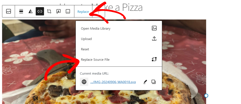 Click replace option