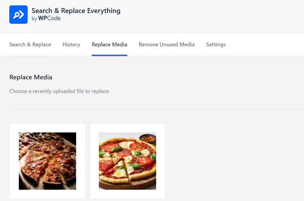 Replace media tab