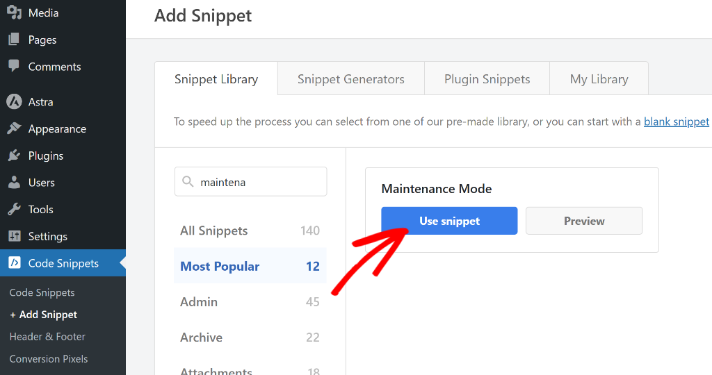 Add maintenance mode snippet