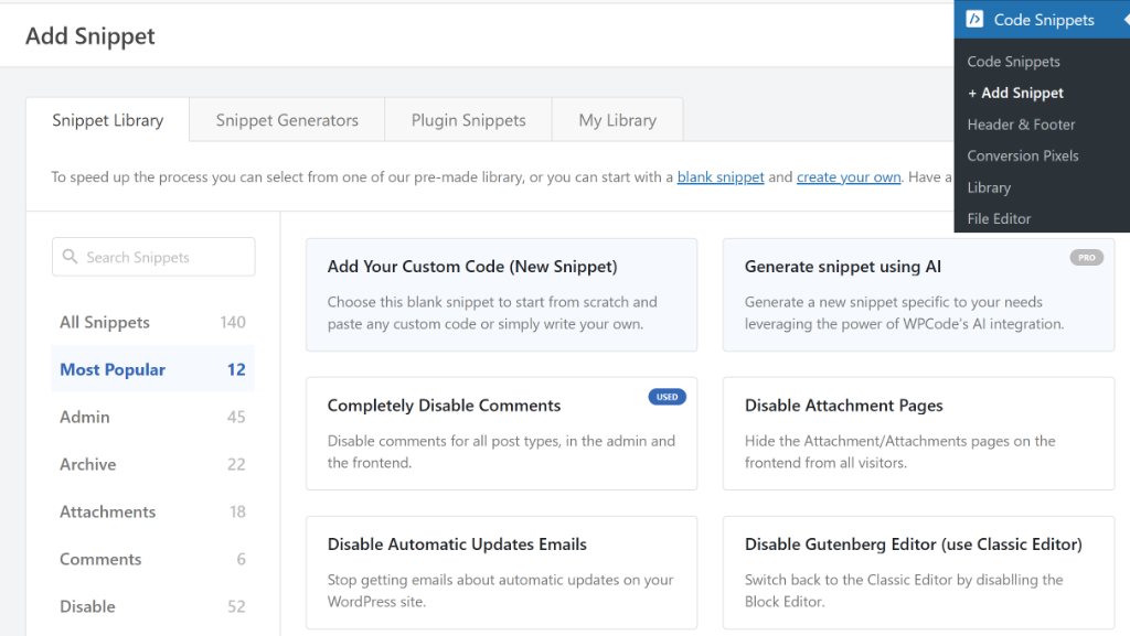 Add new code snippet