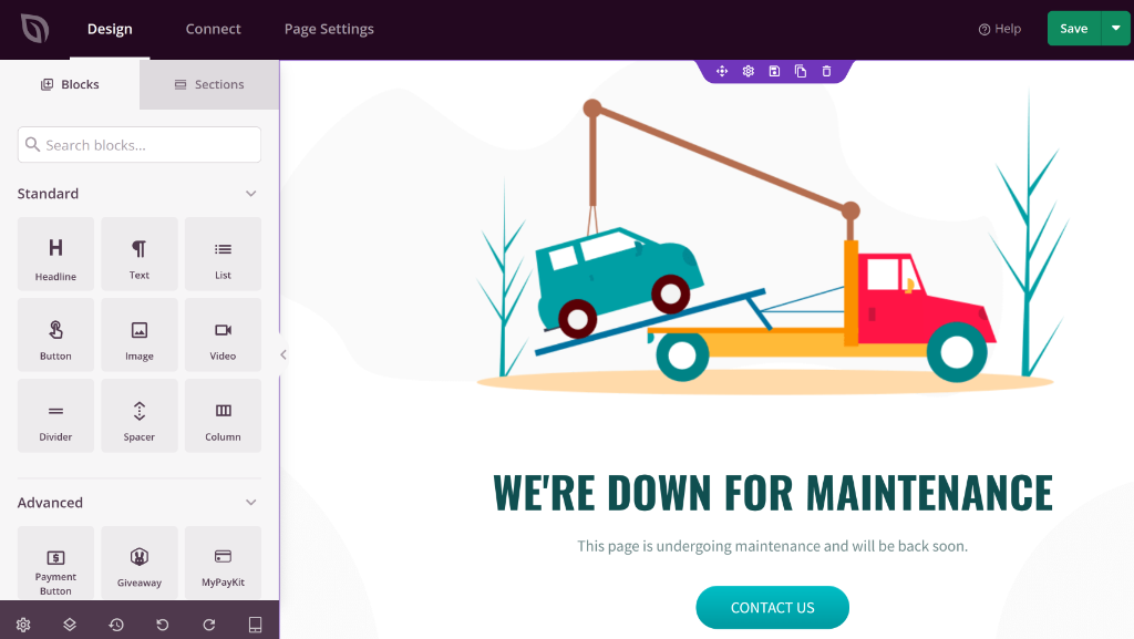 Customize maintenance mode page