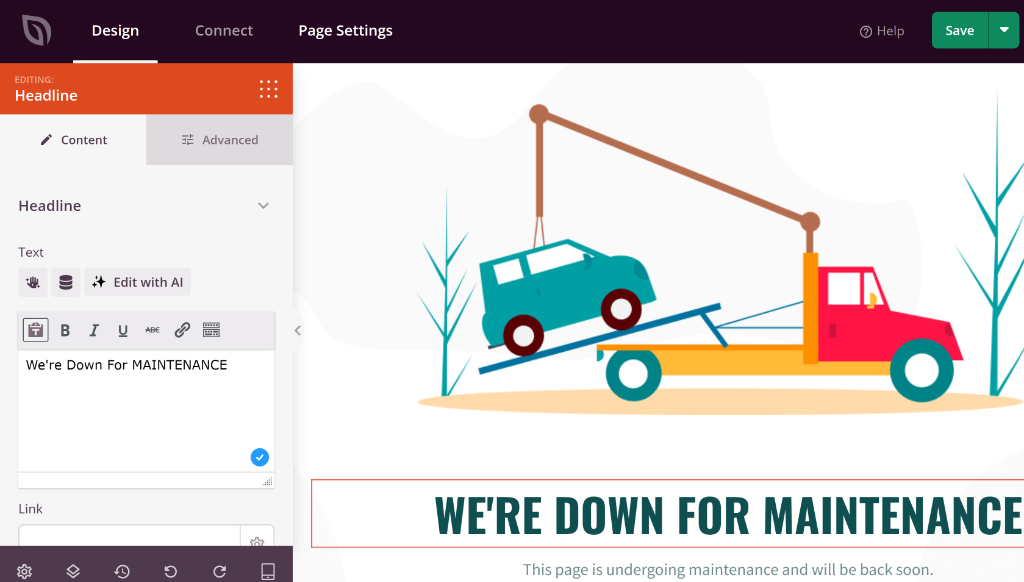 Edit existing blocks on maintenance page