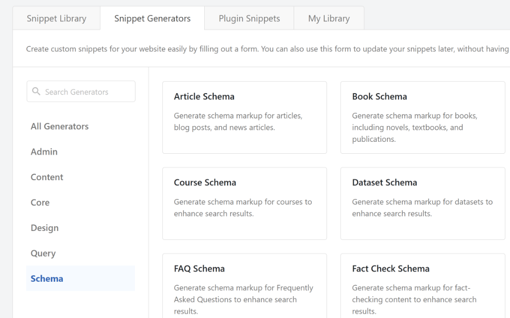 New schema code generators