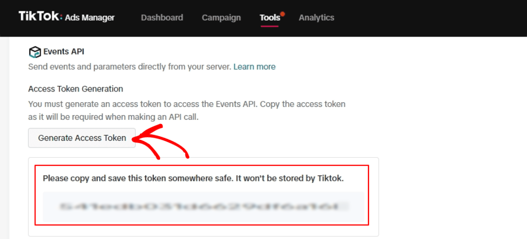 Copy the API access token