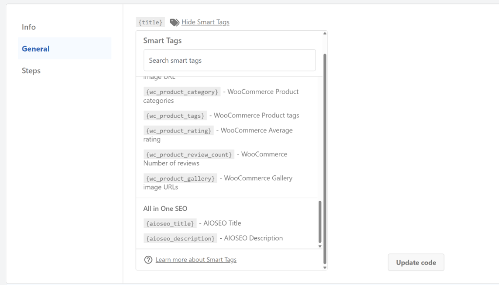 Enter smart tags