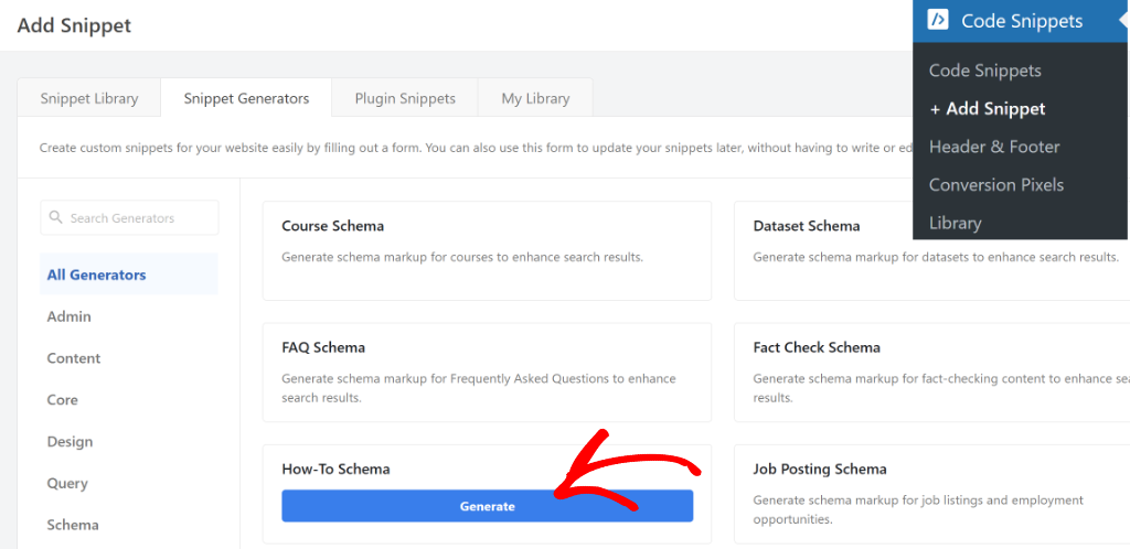 Generate how to schema