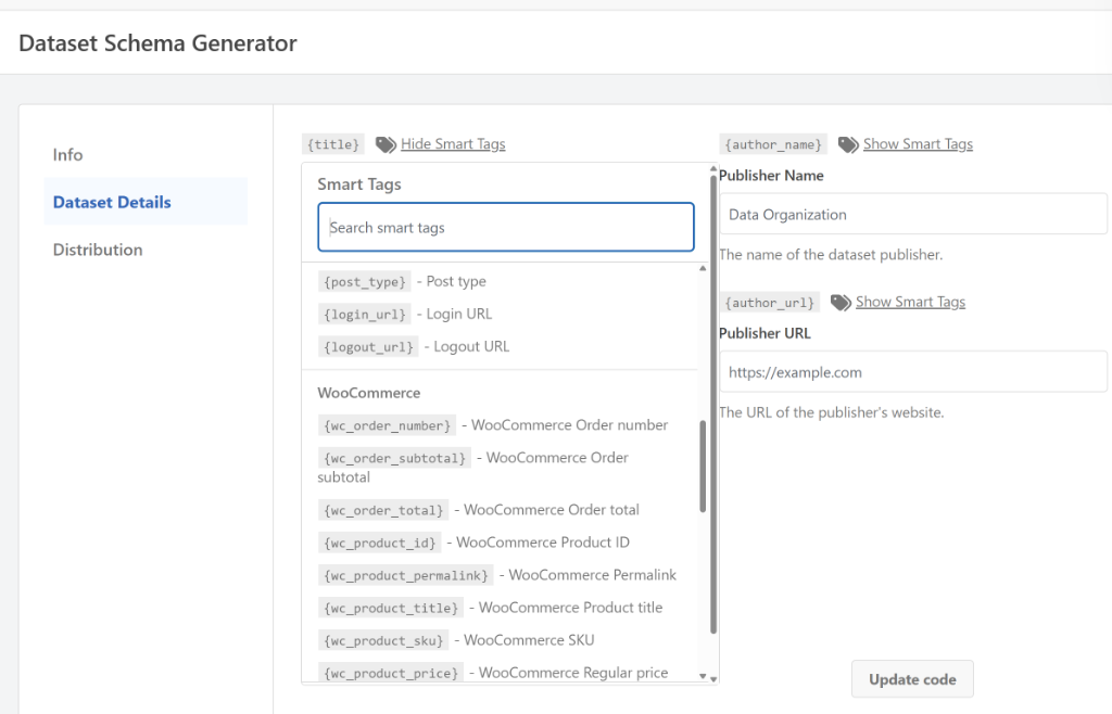 New smart tags for WPCode