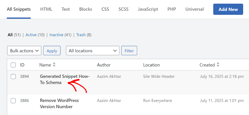 Select your how to schema snippet