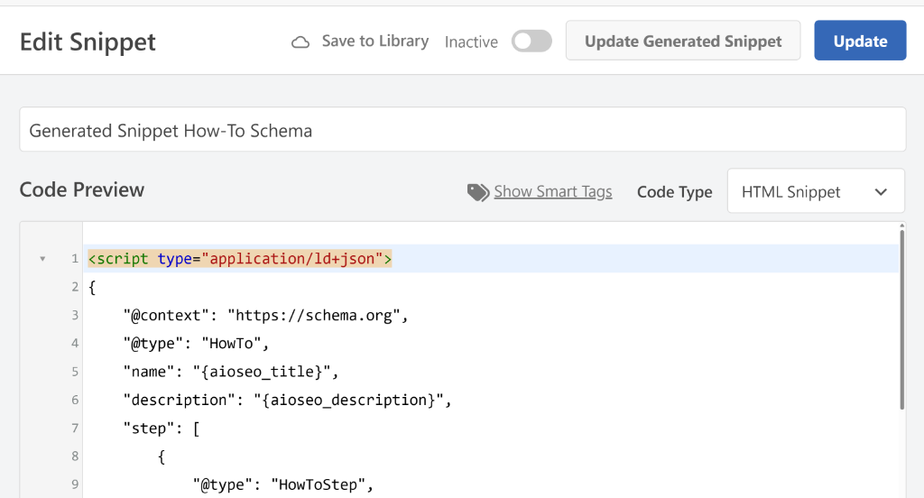 View how to schema code in editor