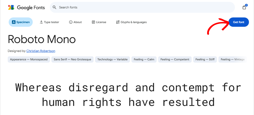 Click get font option