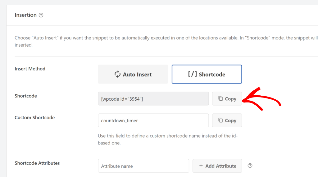 Copy the countdown timer shortcode