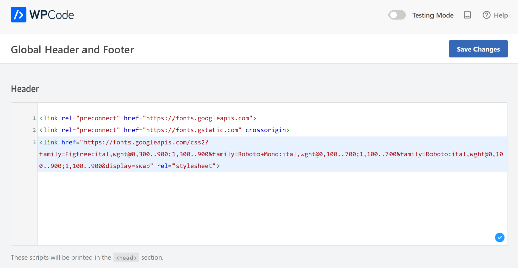 Add google fonts in WordPress using embed code in header