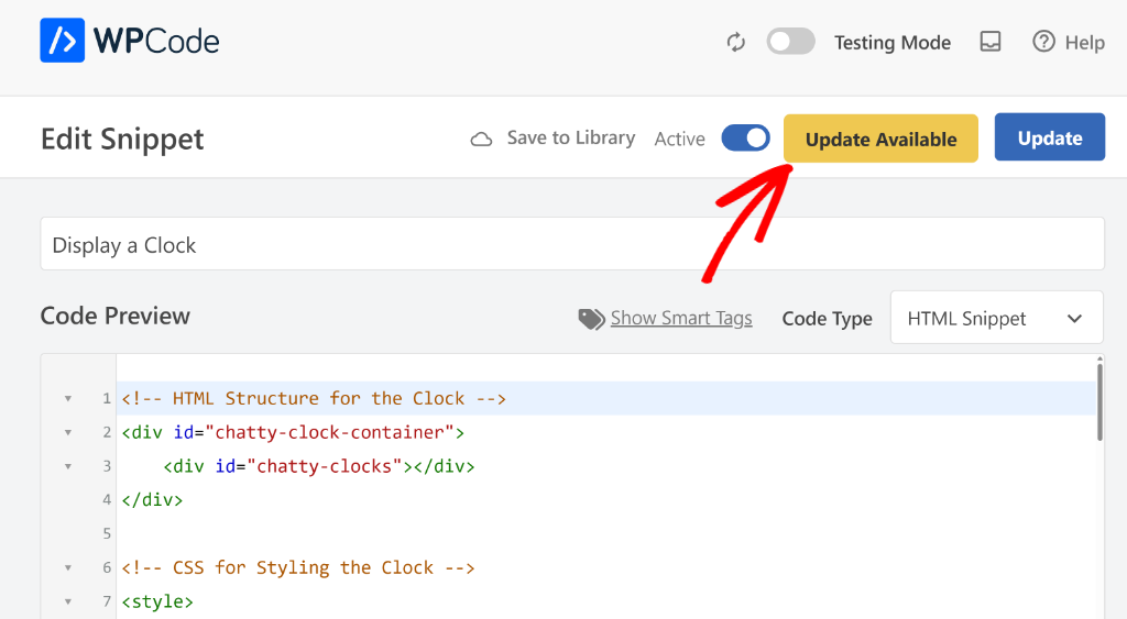 Update available button