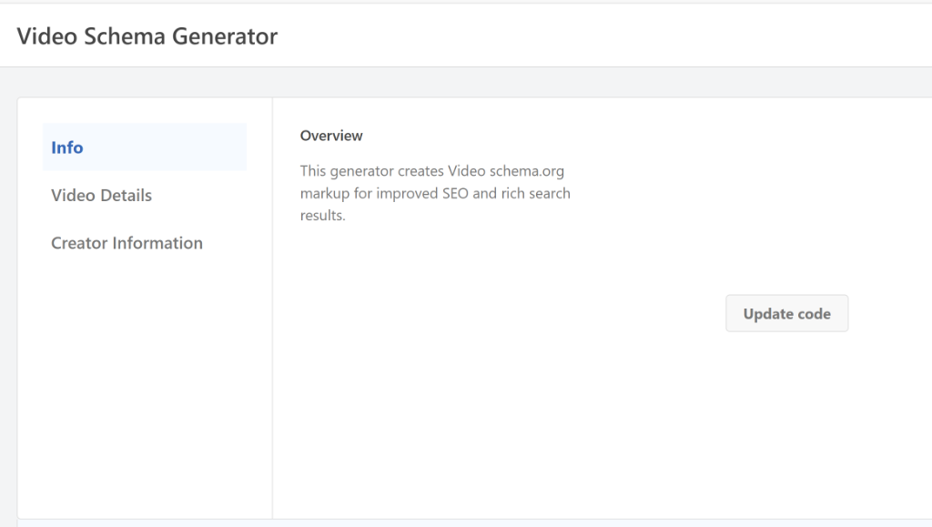 View video schema info