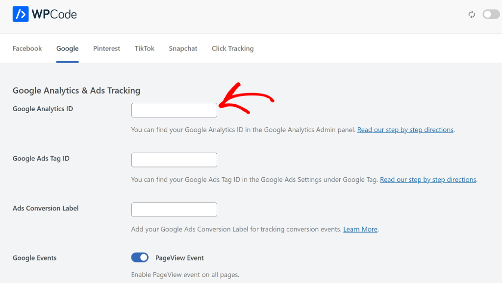 Add Google Analytics ID
