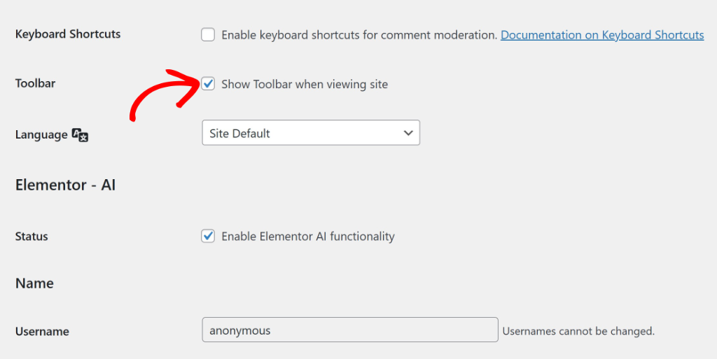 Disable admin for users