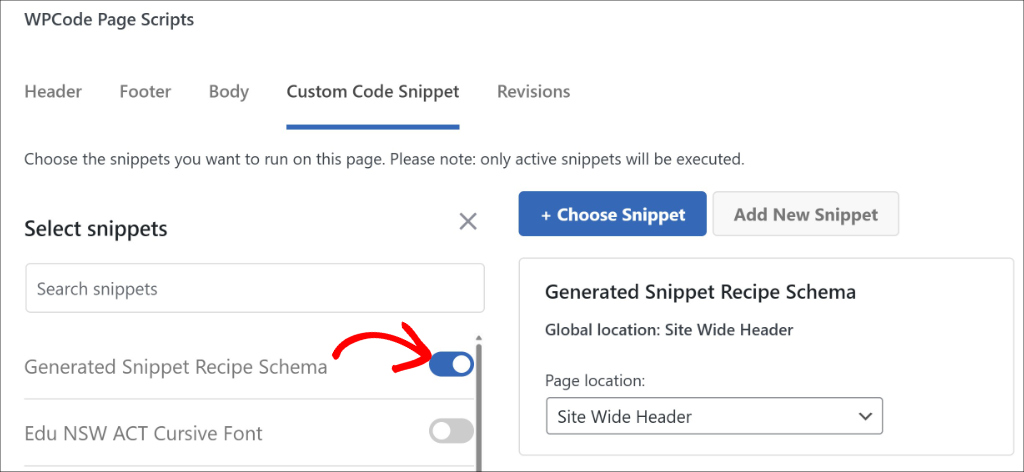 Enable recipe schema snippet