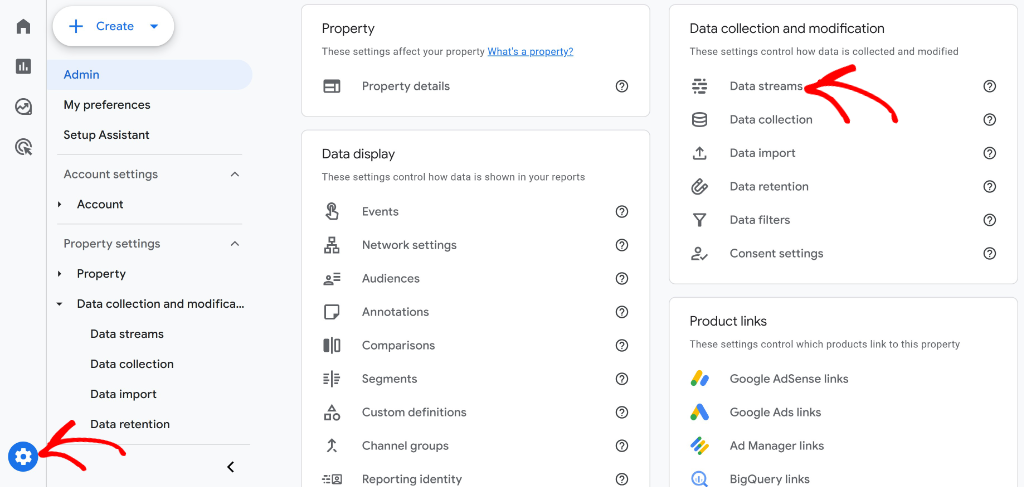 Open data streams page
