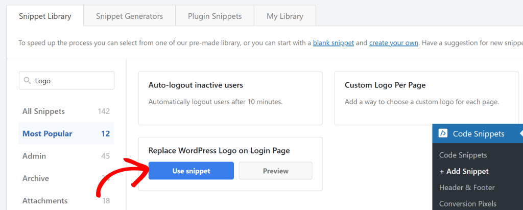 Add the replace login logo snippet