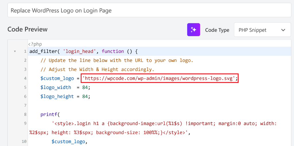 Replace image logo URL