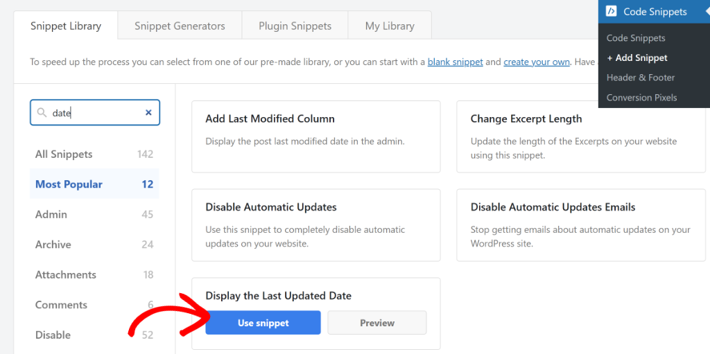 Select last updated date snippet