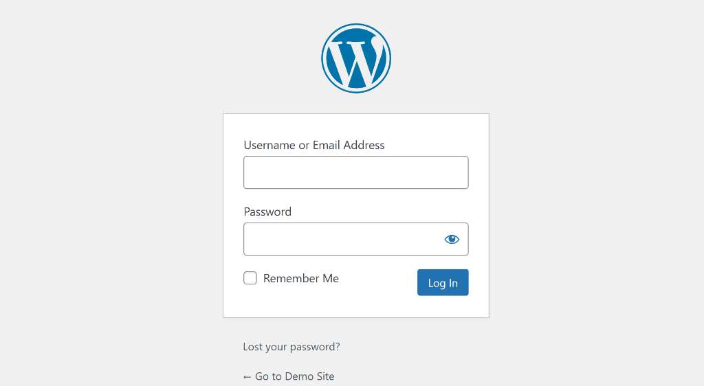 WordPress default login page