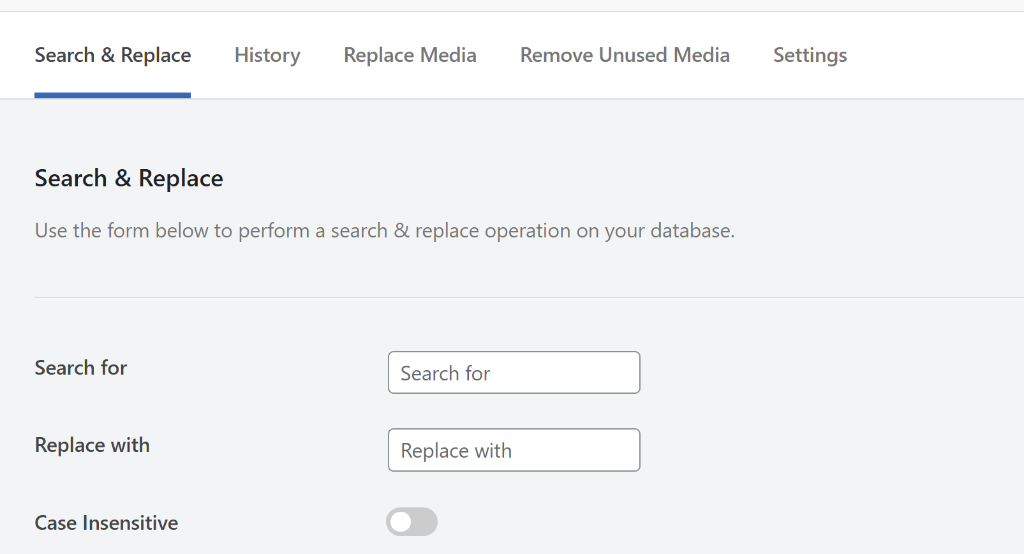 Enter the text to search and replace