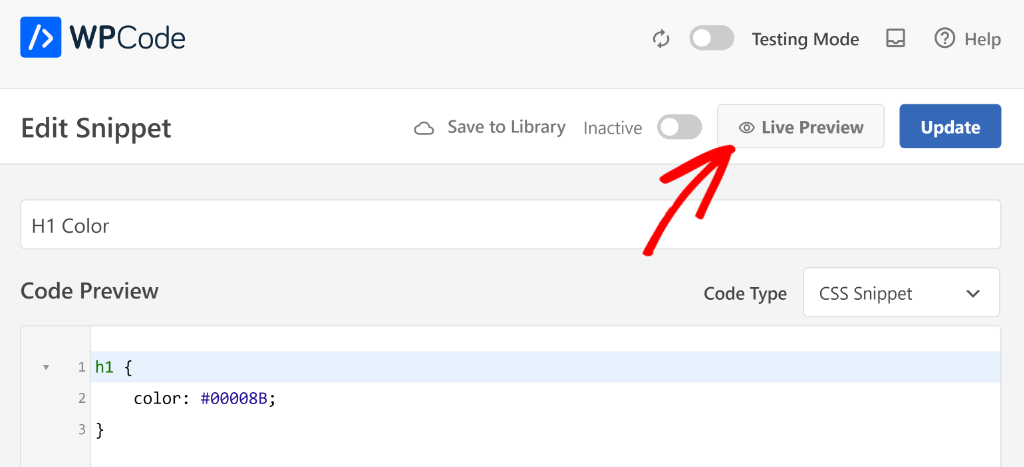 Live preview CSS snippet