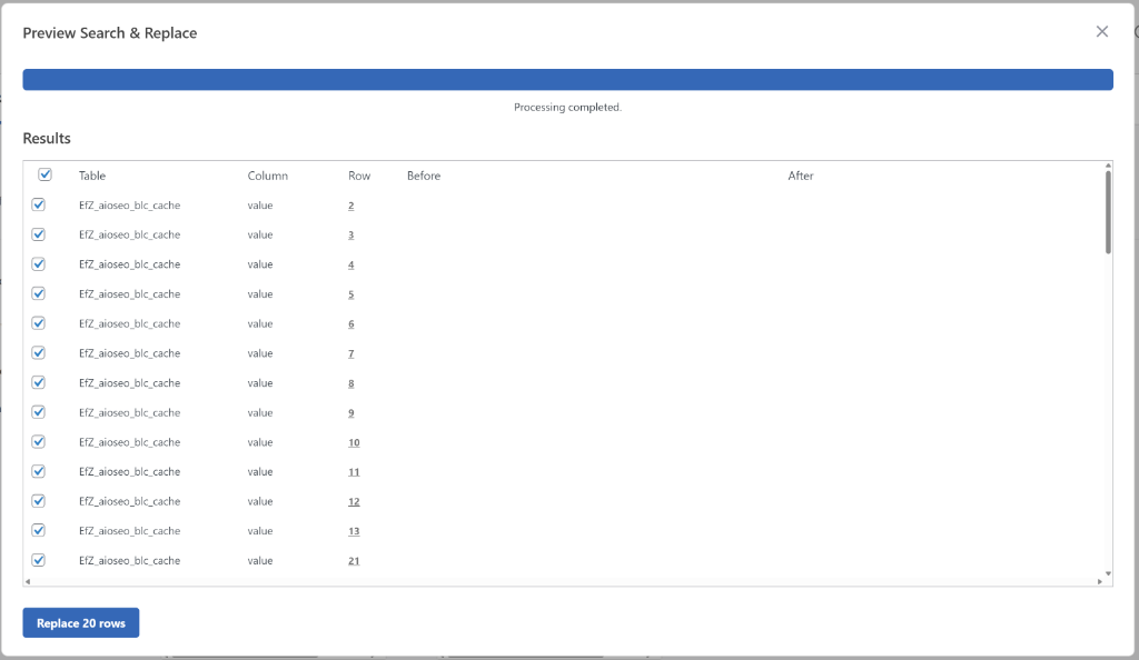 Select rows to replace