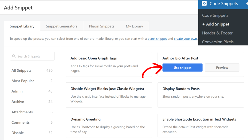 Add author bio snippet