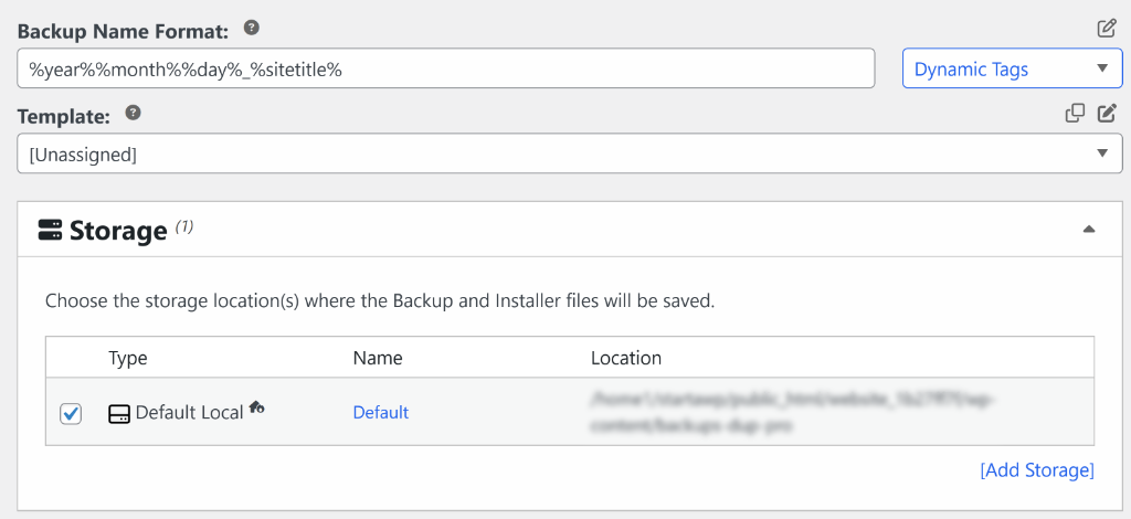 Select backup storage